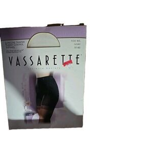 Vassarette Longline Shaper Sheer Leg Size M/L Ivory #8140 Tummy Control V-Panel